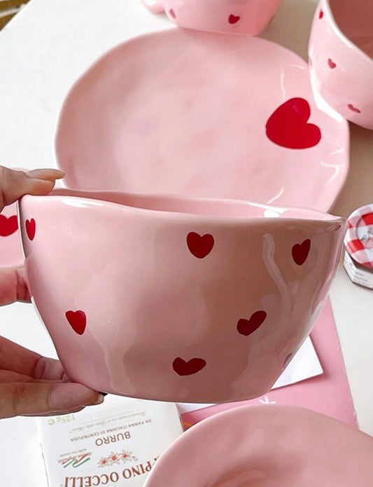 Ceramic Noodle/Pasta Bowl with hearts
