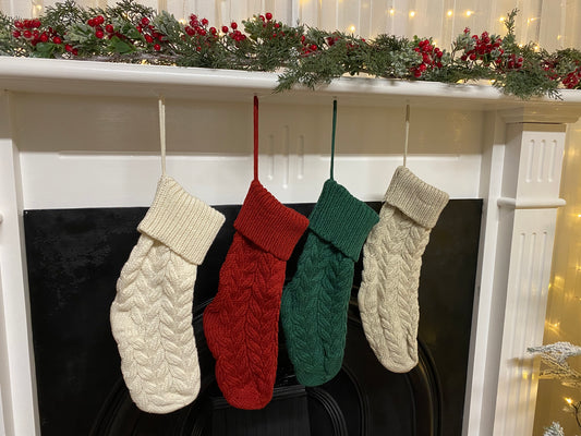 Solid Cable Knit Christmas Stockings