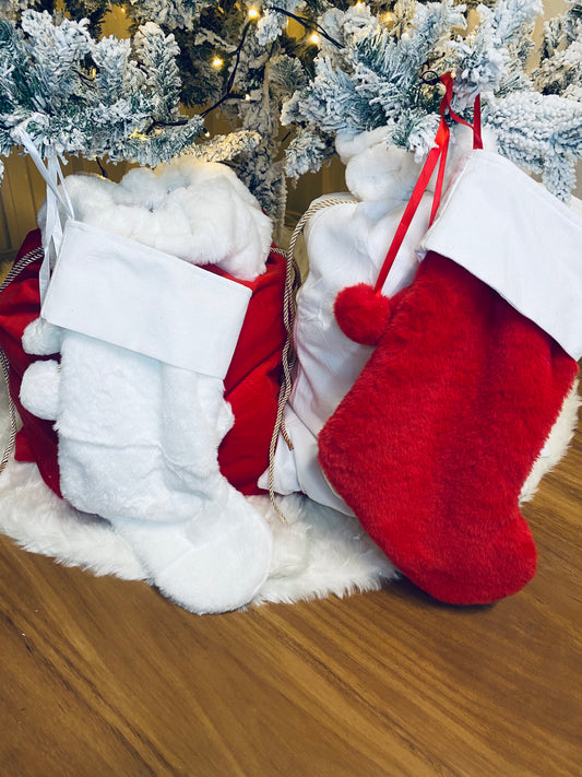 Plush Velvet and Faux Fur Christmas Stockings
