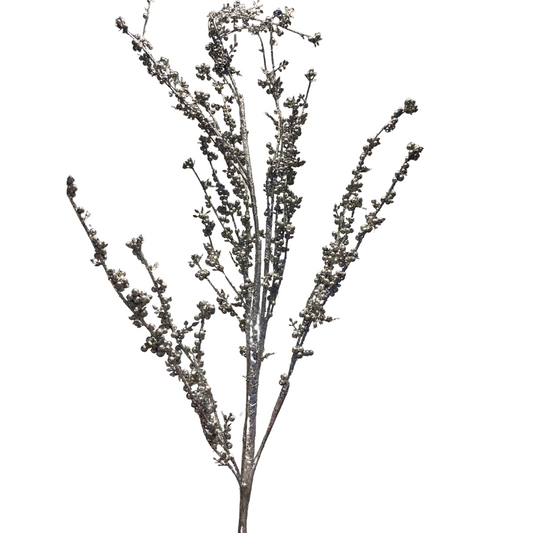 Silver Glitter Mini Berry Spray Stem
