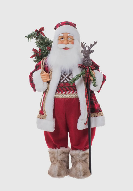 Large Old World Standing Santa w/Elk Cane
