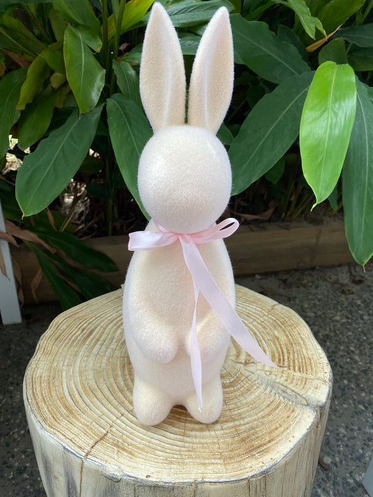 Small Flocked Bunny - Light Pink