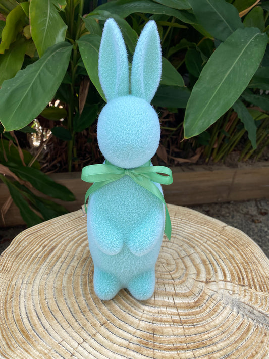 Small Flocked Bunny - Green