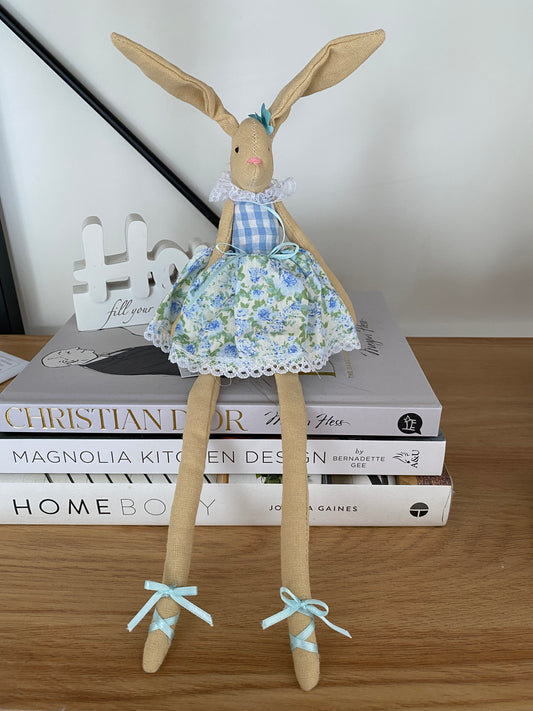 Sophie Sitting Rabbit - Blue Green Floral