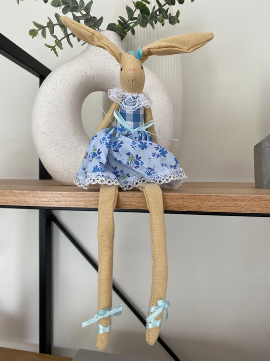 Stella Sitting Rabbit - Blue Floral