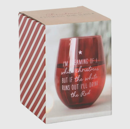 ‘I’m dreaming of a White Christmas’ Stemless Wine Glass