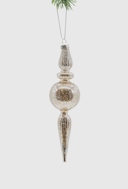 Platinum Glass Finial Hanging Ornament