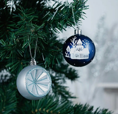 Elegant Blue Winter Theme Bauble Ornament Set