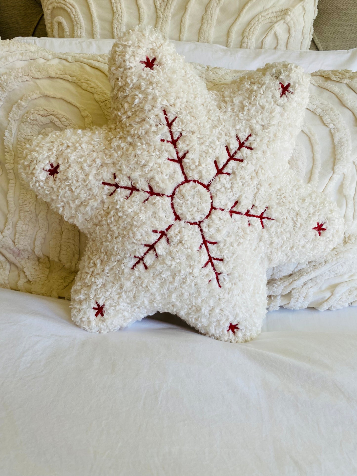 Christmas Sherpa Snowflake Pillow/Cushion