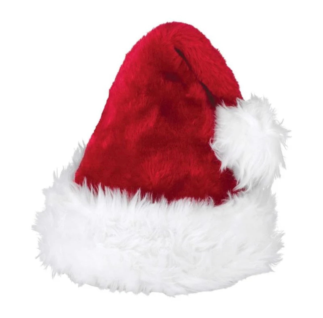Plush Santa Hat with Fur Cuff and Pom Pom