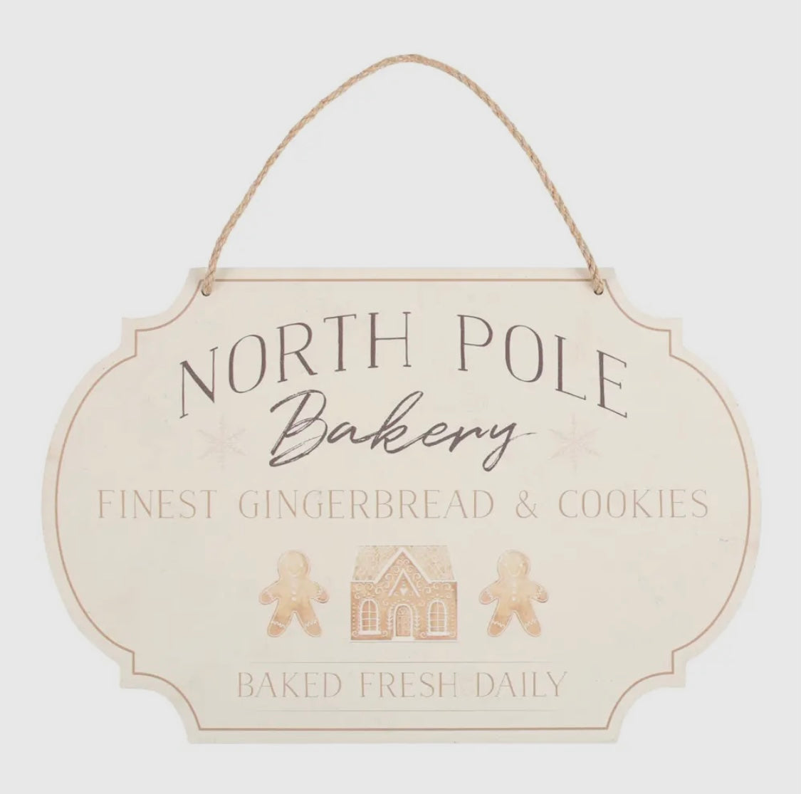North Pole Gingerbread Bakery Wooden Hanging Sign