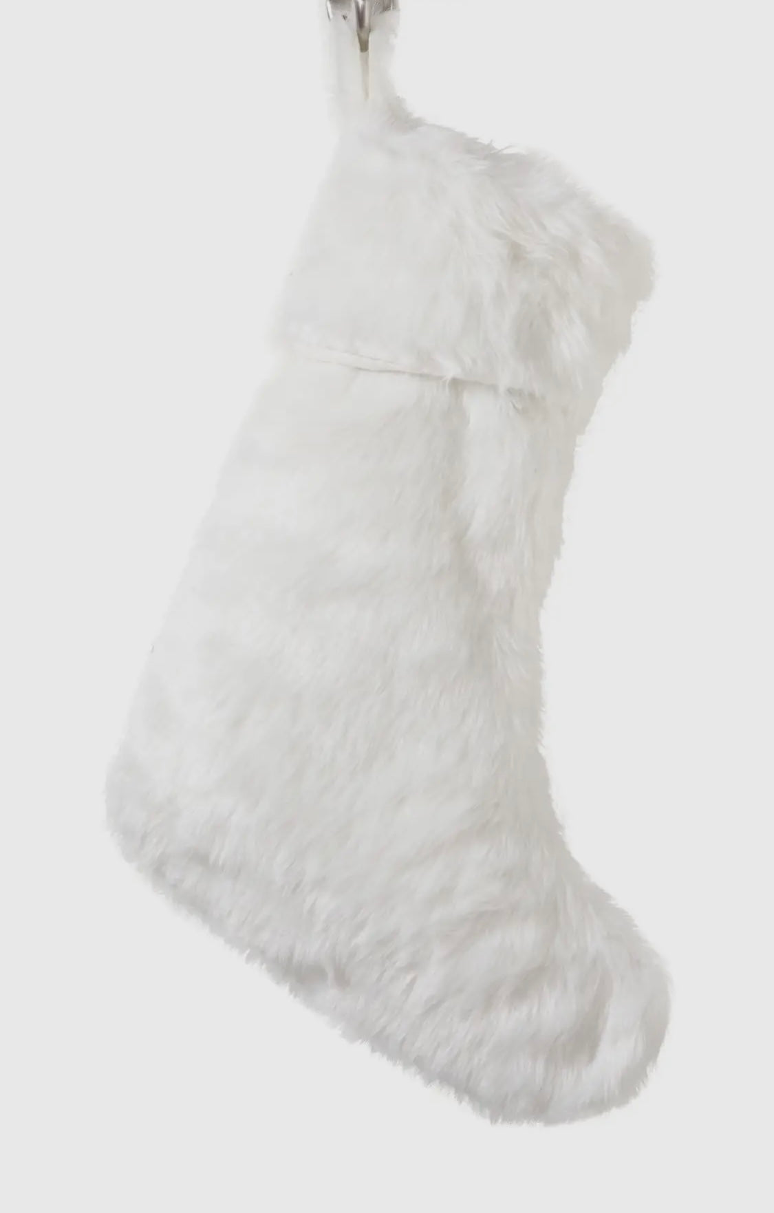 Large White Faux Fur Christmas Stocking