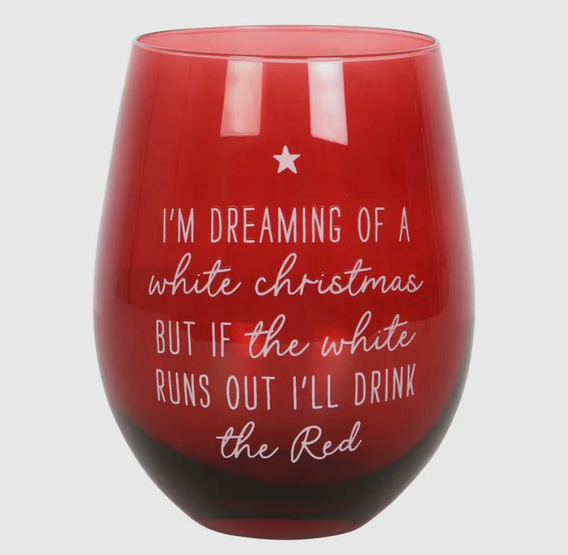 ‘I’m dreaming of a White Christmas’ Stemless Wine Glass