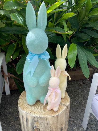 Large Flocked Bunny - Green