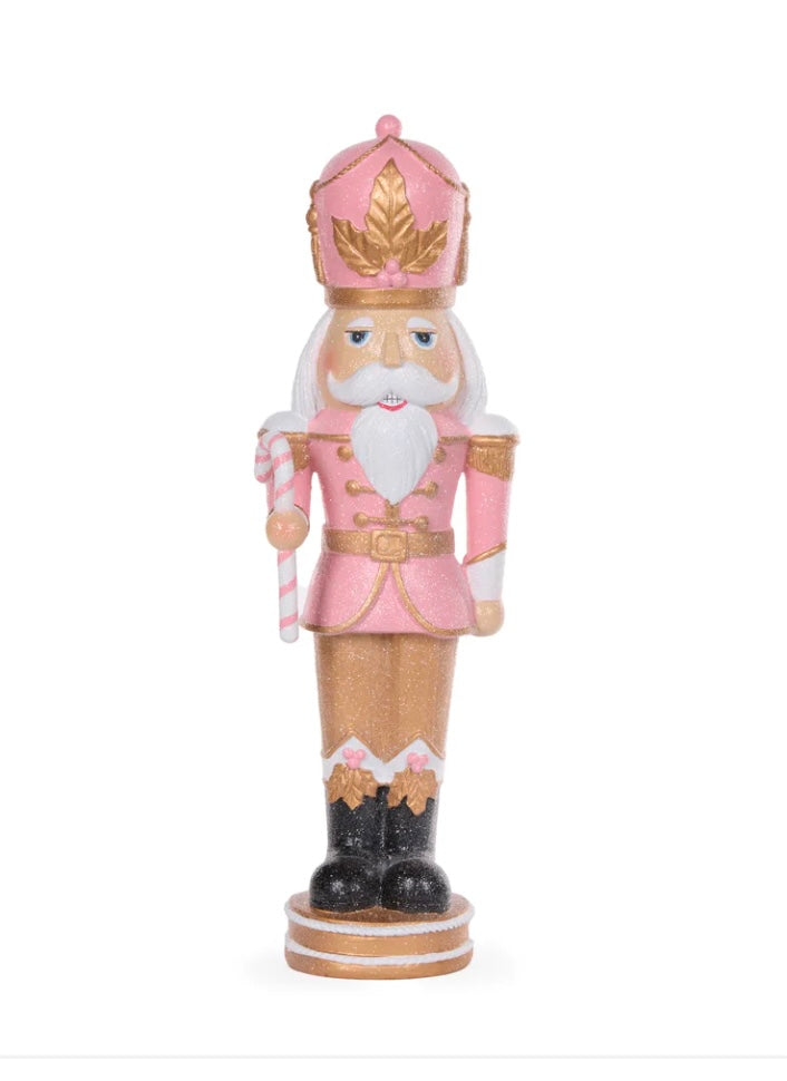 LED Pink and Gold Large Nutcracker with Candy Cane