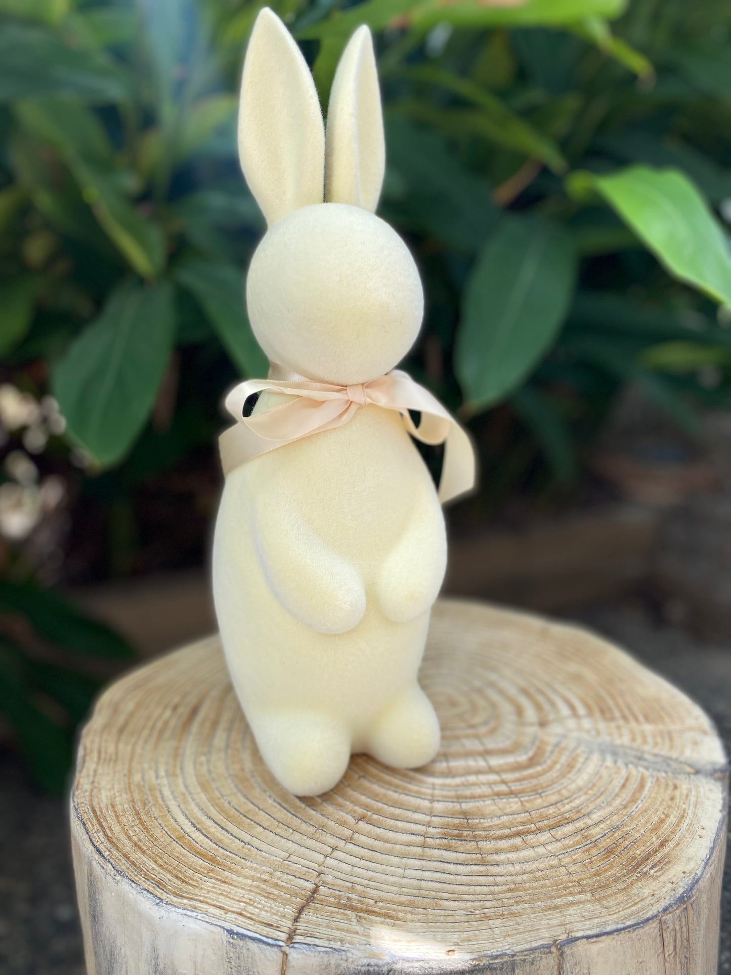 Medium Flocked Bunny - Yellow