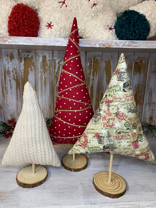 Fabric Vintage Print Christmas Tree Set