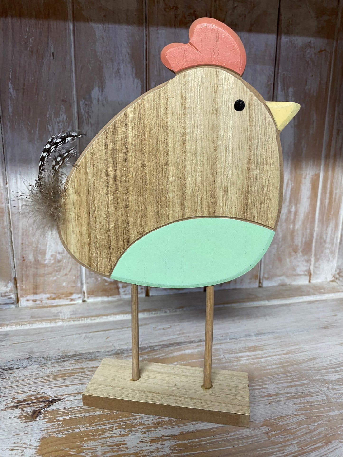 Medium Wooden Easter Chicken Green