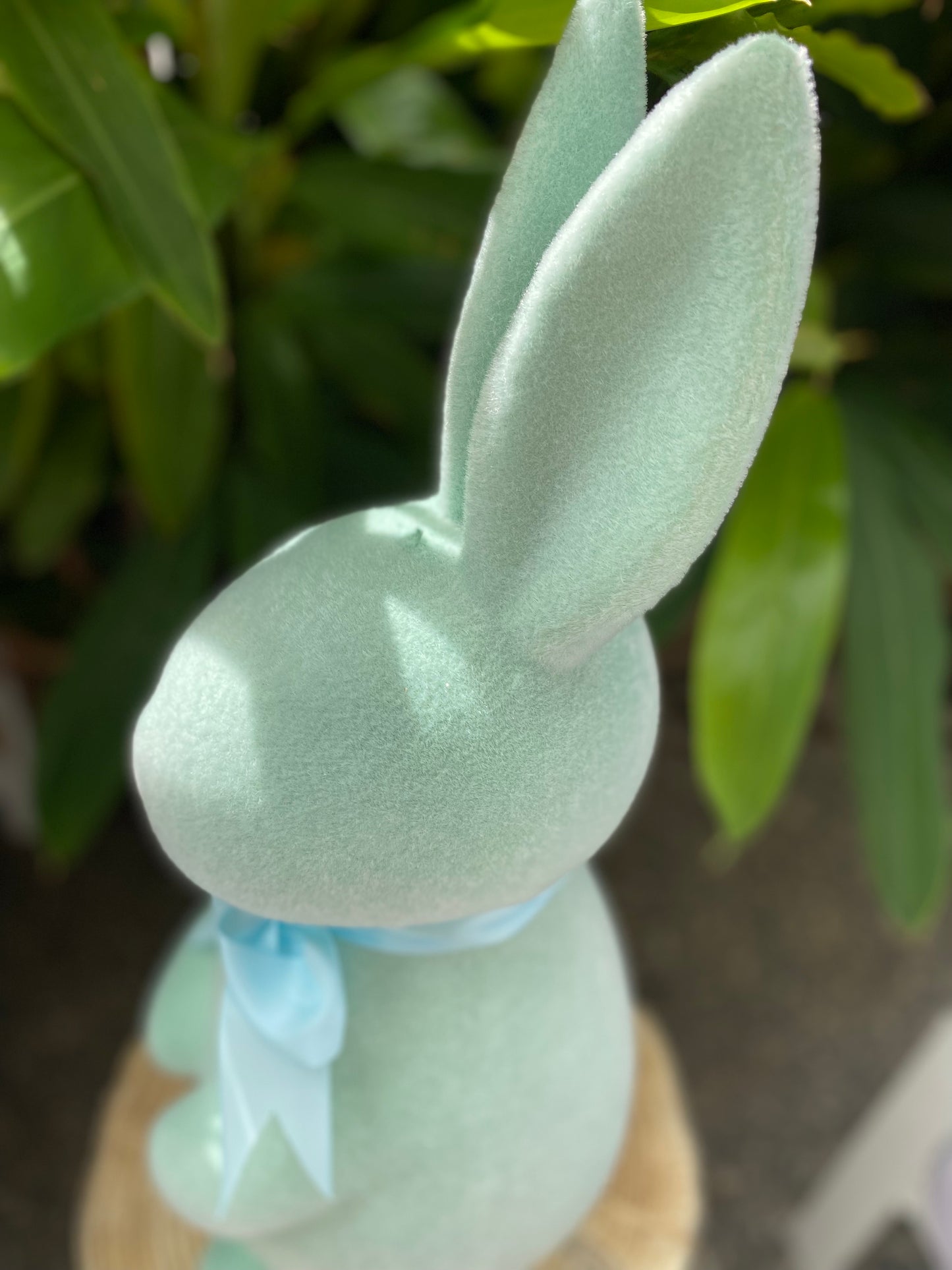Large Flocked Bunny - Green