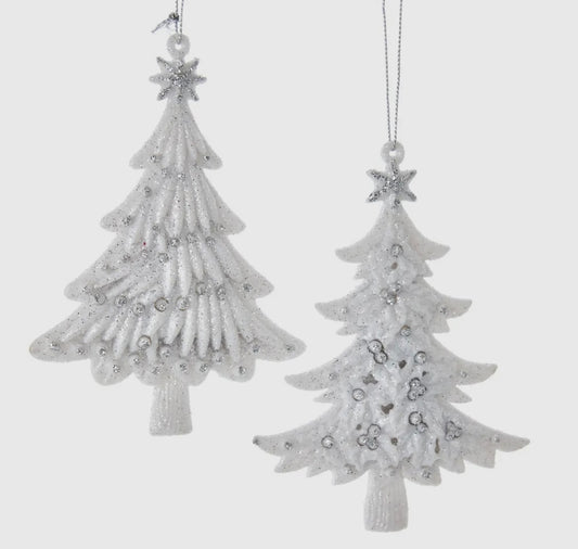 White/Silver Glitter Tree Ornament Set