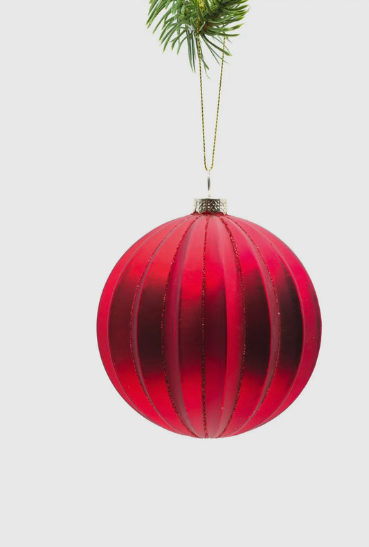 Red Glass Hanging Metallic Bauble Ornament
