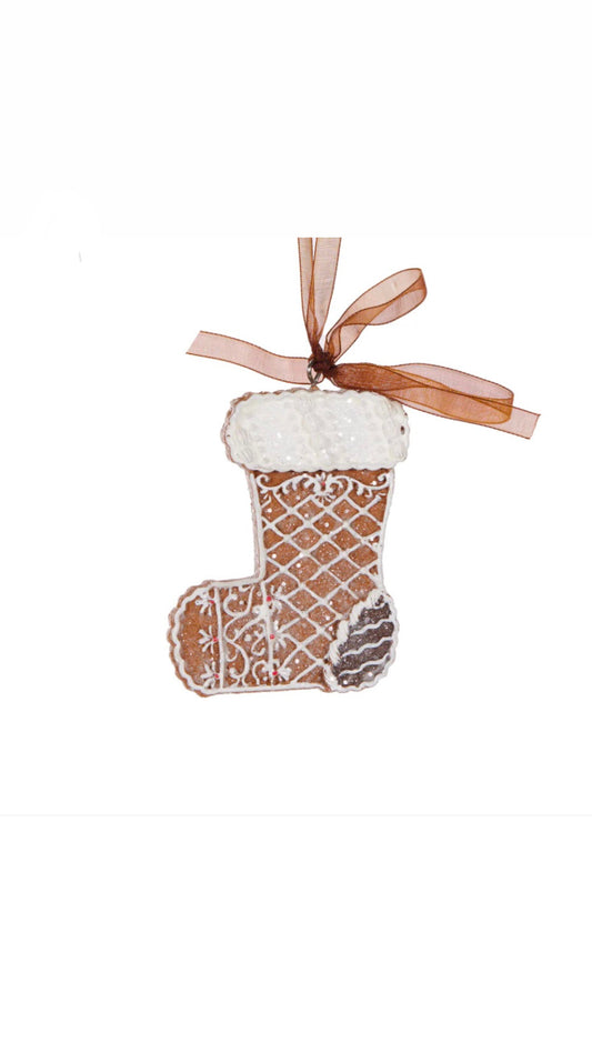 Piped Gingerbread Stocking Hanging Decoration