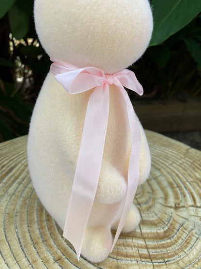 Medium Flocked Bunny - Light Pink