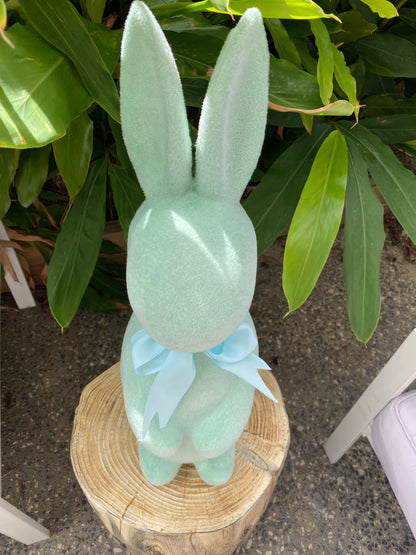 Large Flocked Bunny - Green