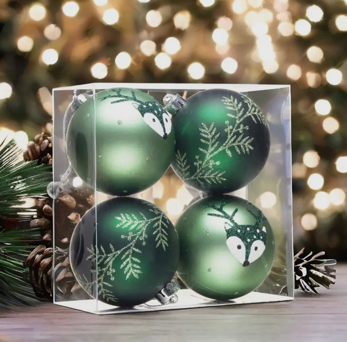 Reindeer Baubles 4 Pack