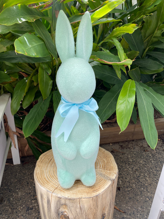 Large Flocked Bunny - Green