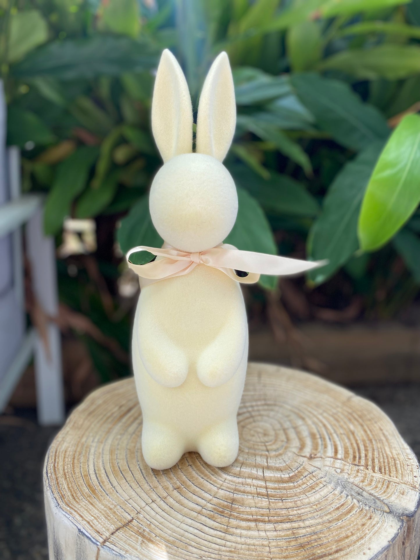 Medium Flocked Bunny - Yellow