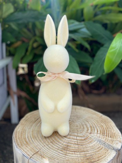 Medium Flocked Bunny - Yellow