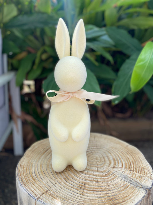 Medium Flocked Bunny - Yellow