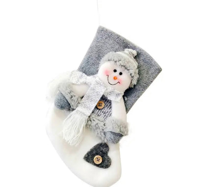 Grey and White Felt Plush Stockings