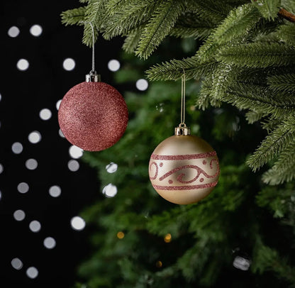 Glamorous Pink and Rose Gold Bauble Ornament Set