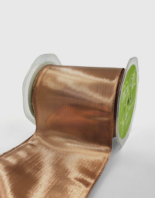 Copper Woven Metallic Shimmer Wired Edge Ribbon