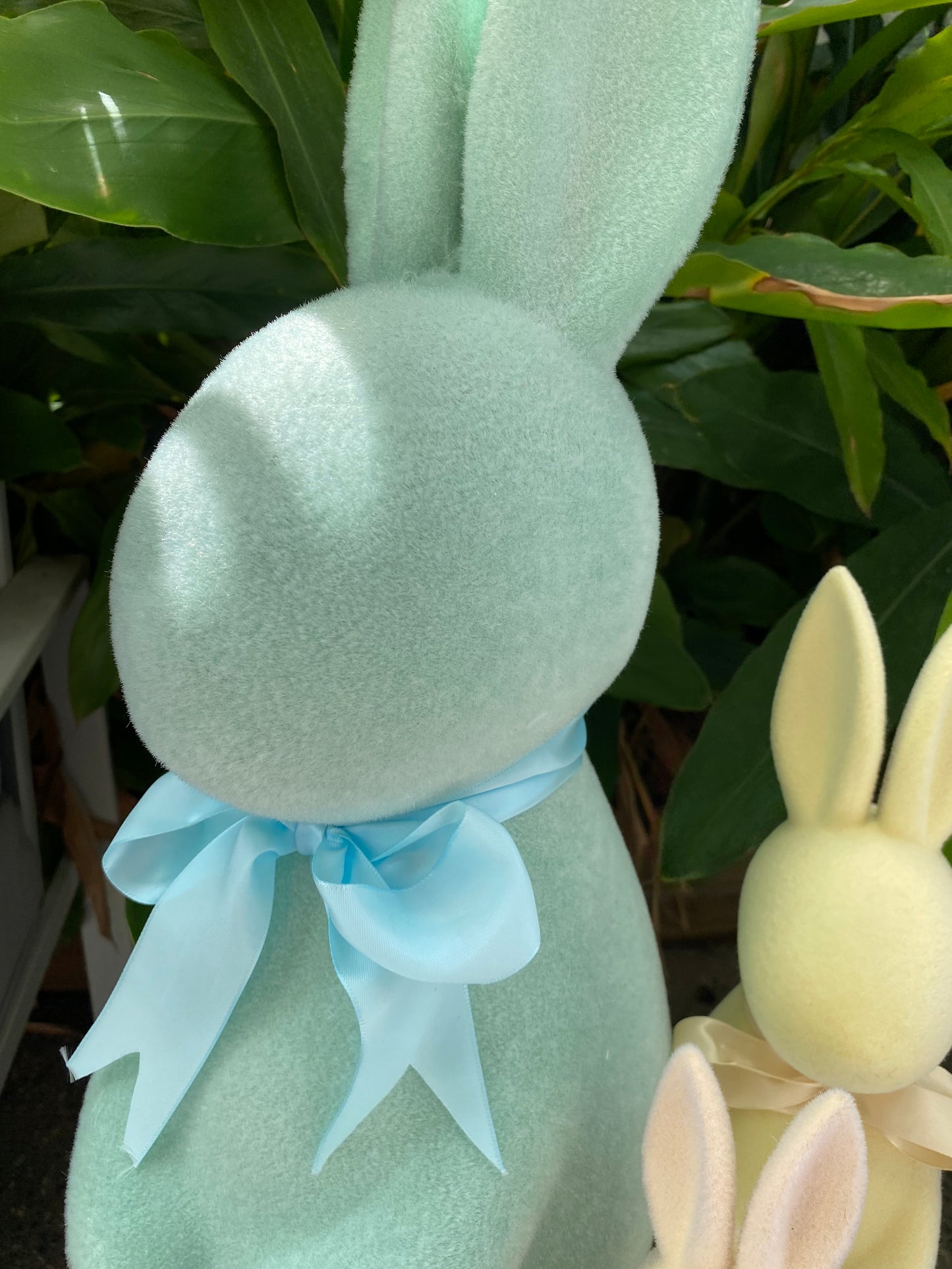 Large Flocked Bunny - Green