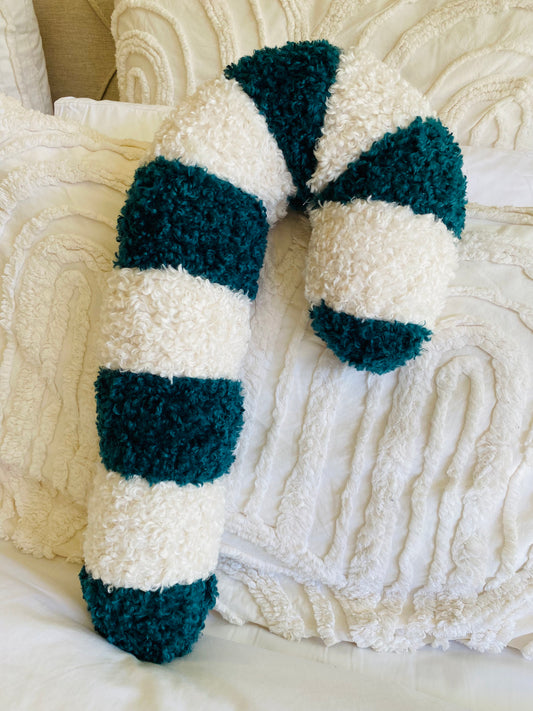 Christmas Sherpa Candy Cane Pillow Green