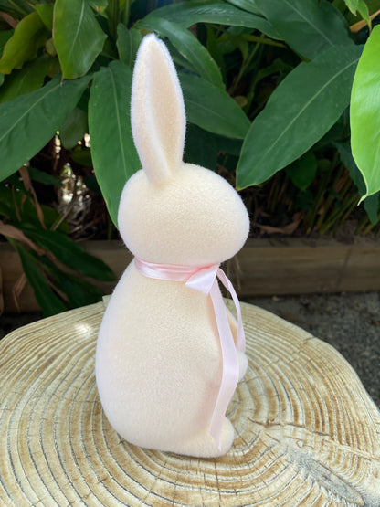 Medium Flocked Bunny - Light Pink
