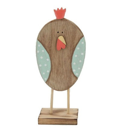 Large Standing Wooden Blue Polka Dot Chick