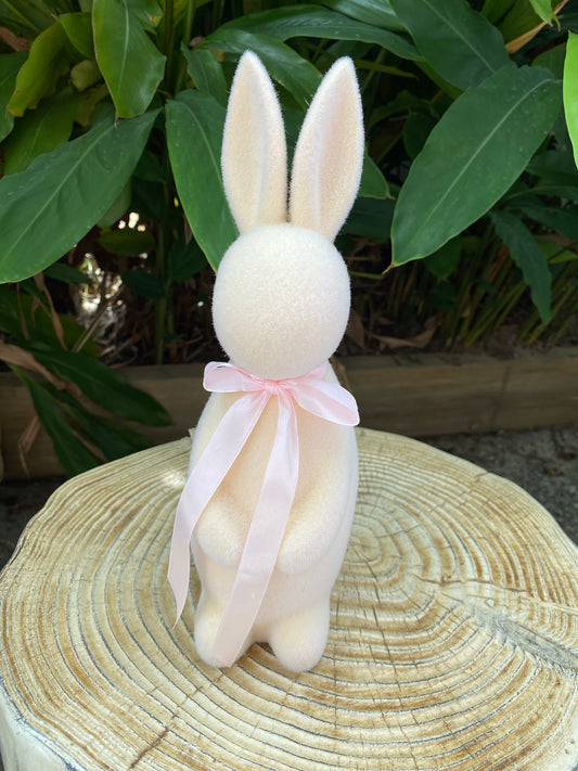 Medium Flocked Bunny - Light Pink