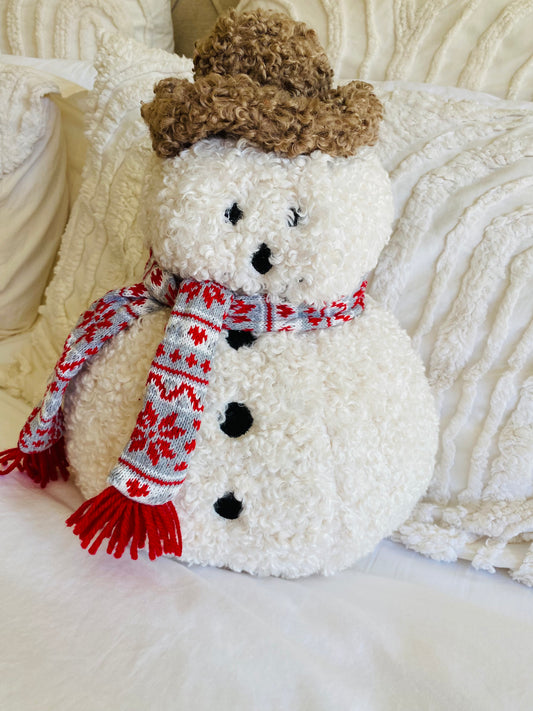 Christmas Sherpa Snowman Pillow