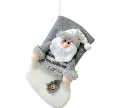 Grey and White Felt Plush Stockings