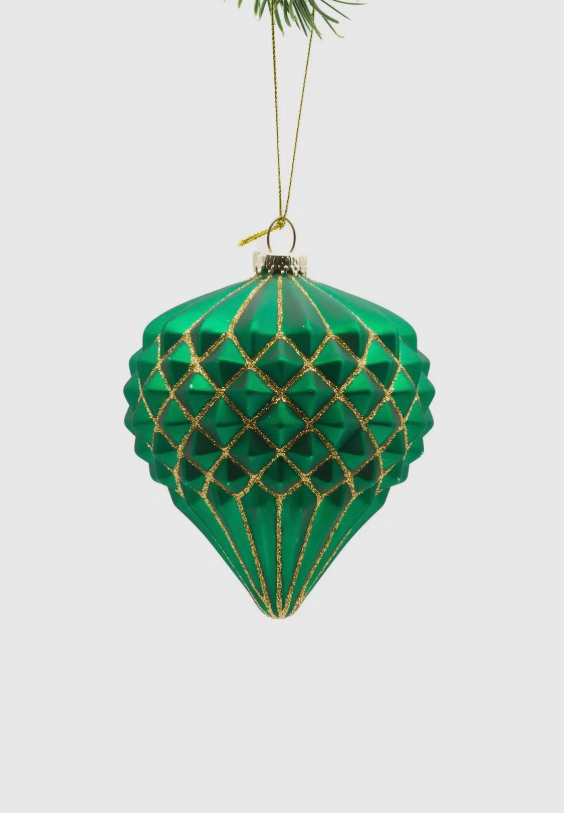 Green with Gold accents Glass Hanging Ornament