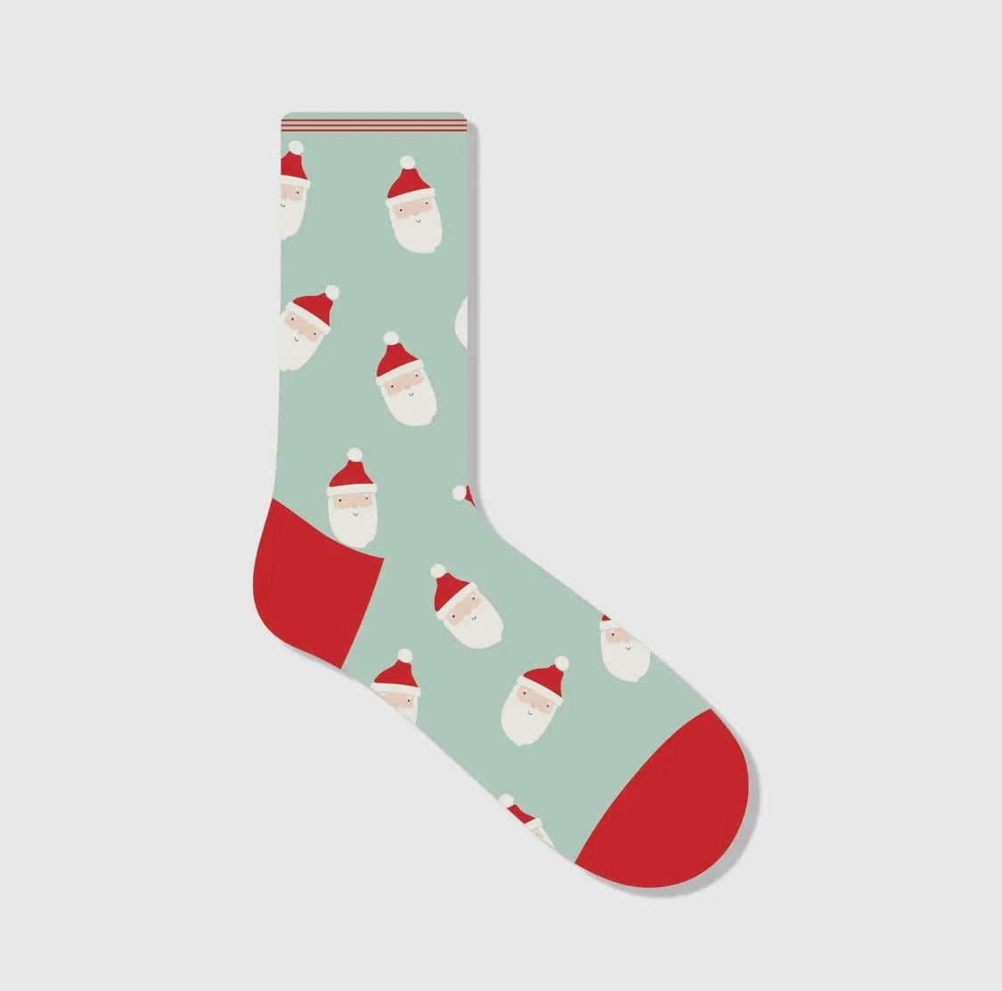 Santa Head Socks Green/Red