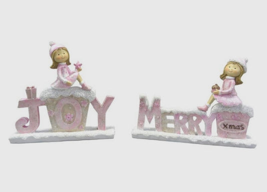 Joy or Merry Xmas Fairy Plaque