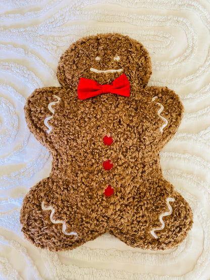 Christmas Sherpa Gingerbread Man Pillow