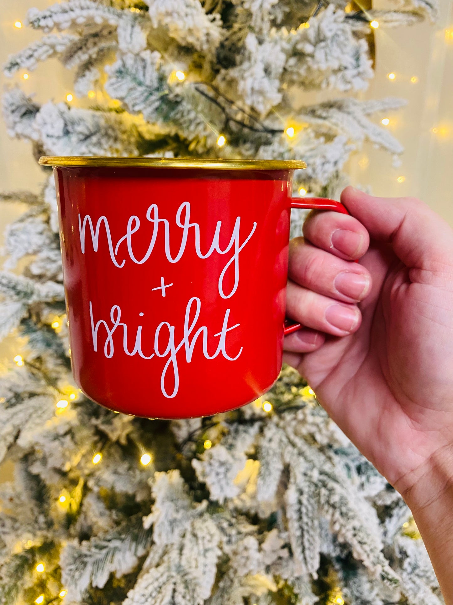 ‘Merry and Bright’ Metal Coffee Cup