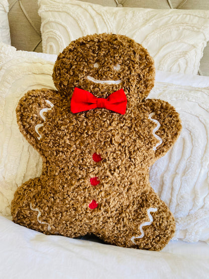 Christmas Sherpa Gingerbread Man Pillow